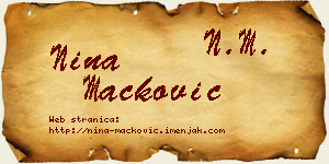 Nina Mačković vizit kartica